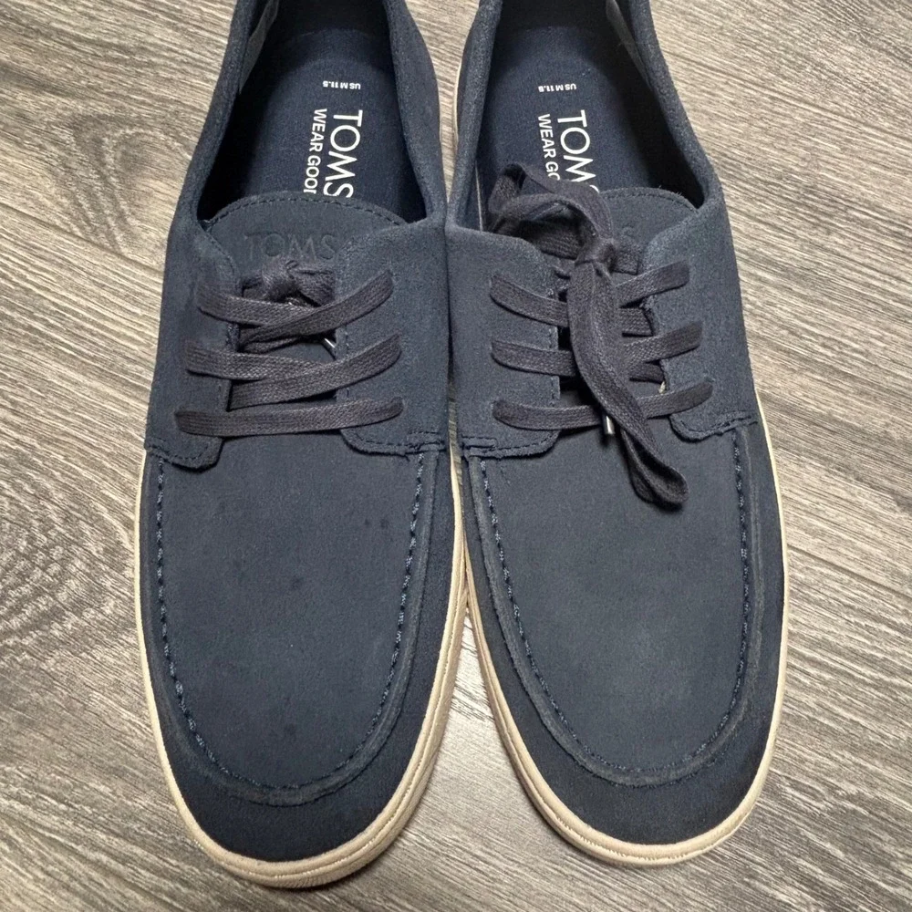 TOMS TRVL LITE London Mens Navy Lace Up Loafer Boat Shoes Size 11.5‎